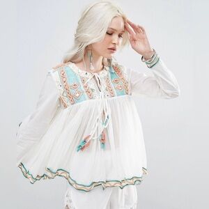 RAGA Coastland 100% Cotton Tassle Blouse Small